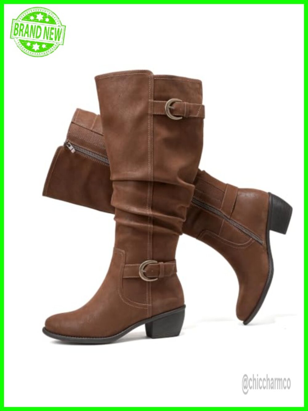 Extra Wide Calf Knee-High Boots Faux Leather Low Heel Memory Foam